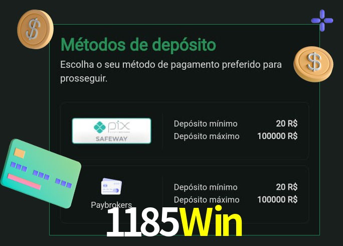 O cassino 1185Win oferece uma grande variedade de métodos de pagamento
